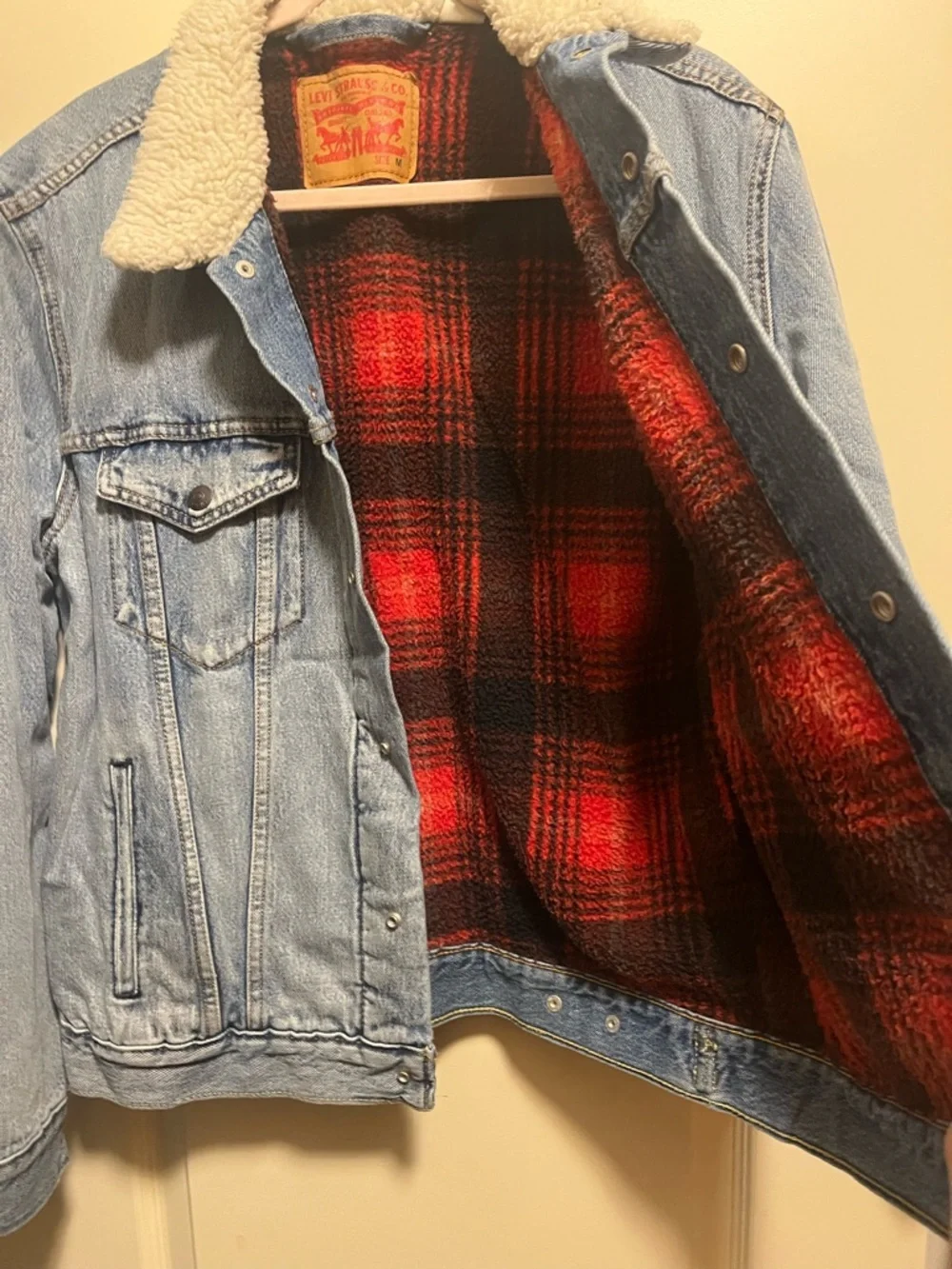 Levi's Light Blue Denim Sherpa Collar Jacket - Picture 4 of 7